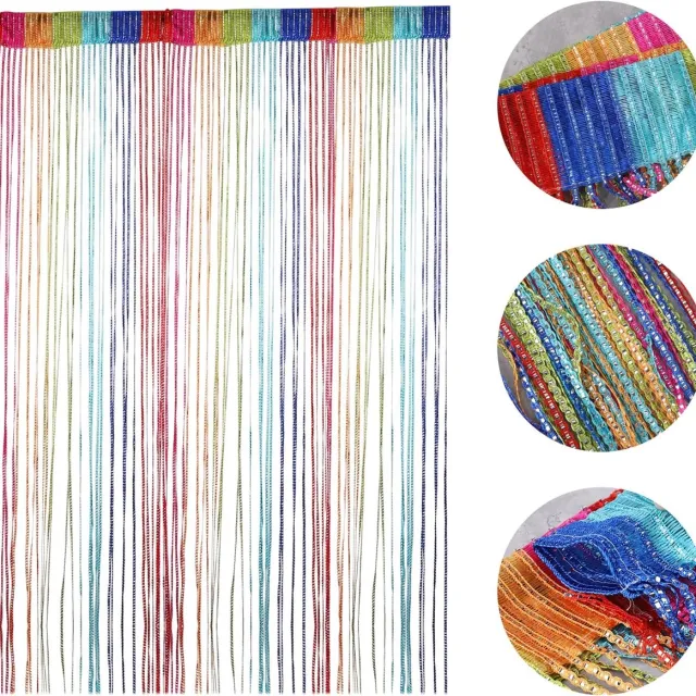 PZCC Vitrages - Glitter Slinger Gordijn - Pailletten Gordijn - Kralengordijnen - Vliegengordijn - Eenvoudige Installatie - Kleurrijk Polyester Wandgordijn voor Winkel, Etalage, Bruiloft, Café en Restaurant Scheidingsdecoratie - 100x200cm