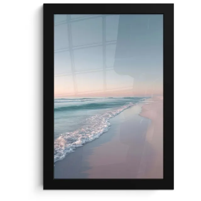 FrameYourWall Poster in lijst - Fotolijst 20x30 cm - Posters - Kustlijn - Pastel - water - Posterlijst zwart - Decoratie - Wanddecoratie woonkamer - Muurdecoratie slaapkamer