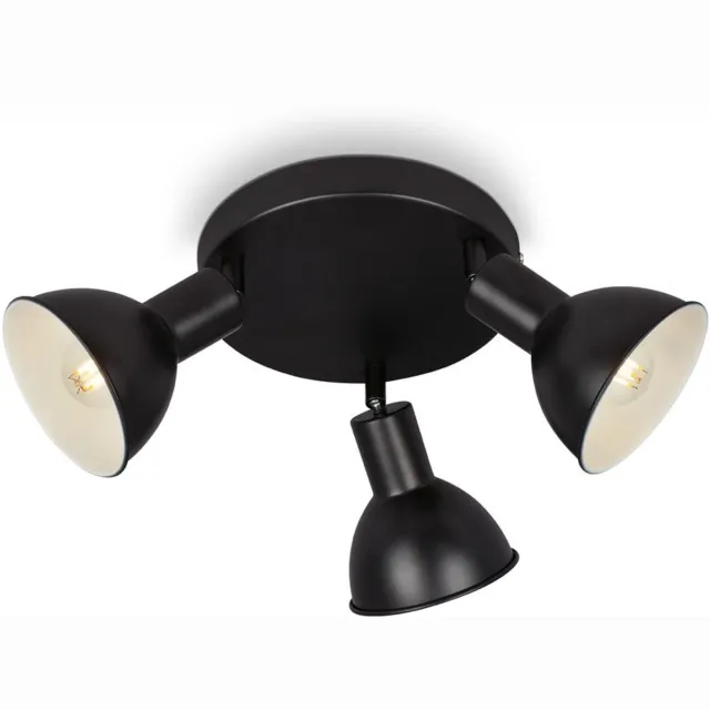 B.K.Licht BRILONER - Plafondlamp spot vintage draaibaar 3xE14 25W zwart Ø19cm