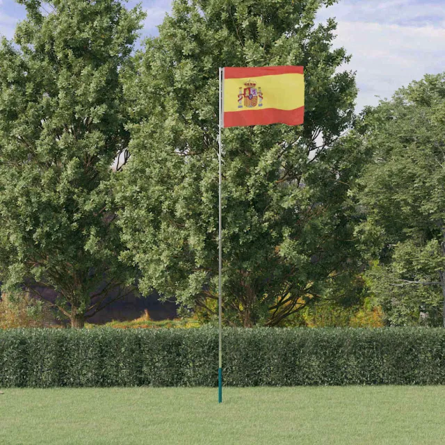 vidaXL Vlag met vlaggenmast Spanje 5,5 m aluminium Zilver