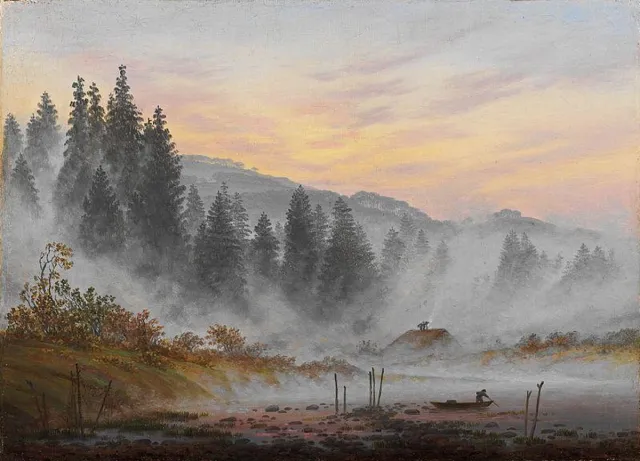 Esque Poster Der Morgen (de Ochtend) - Caspar David Friedrich - Oliedoek - 50x70 cm Multicolor