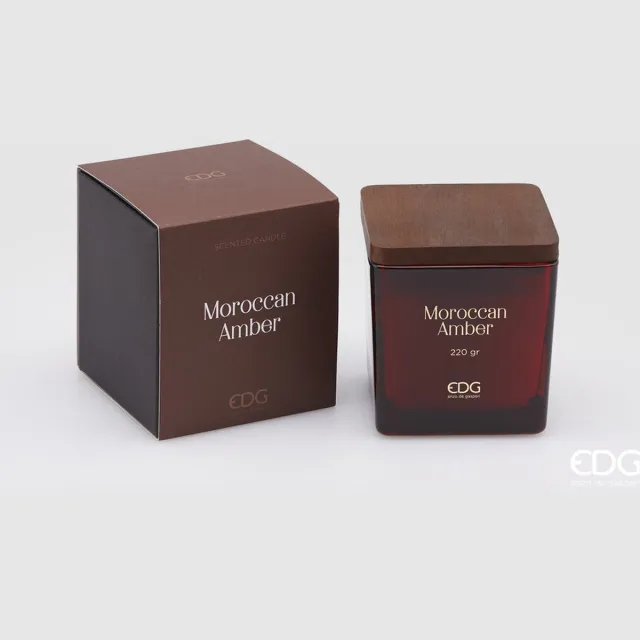 Enzo De gasperi - EDG EDG - Enzo De Gasperi Geurkaars Maroccan Amber houten deksel H9,5 rood