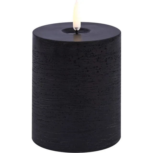 Uyuni led-kaars Melted forest black - Ø 7,8 cm - Hoogte 10 cm Zwart