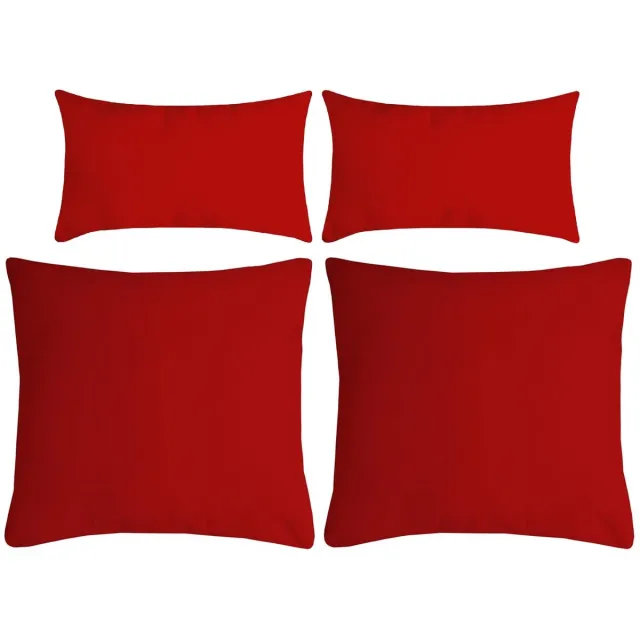 Stof Textile sierkussen Nelson - set 4x - rood - 2 formaten - bank kussens - polyester