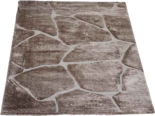 Veer Carpets Vloerkleed Macy Bruin 240 x 340 cm - Design Hoog-Laag Vloerkleed met Organisch Keien Patroon in Scandinavische / Japandi Stijl