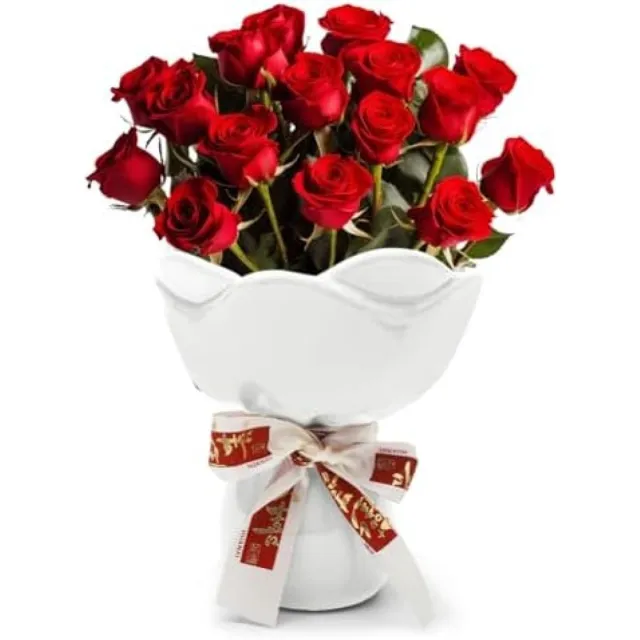 PromoHome Keramische Sierpot - Elegante Bloemenvaas voor Interieurdecoratie wit