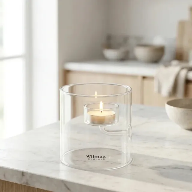 wilmax Theelichthouder 9 cm Glas Transparant WL-888904/A
