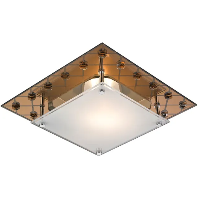 ESTO Plafondlamp, woonkamerlamp, gesatineerd koper, metaal, glas, H 8,5 cm