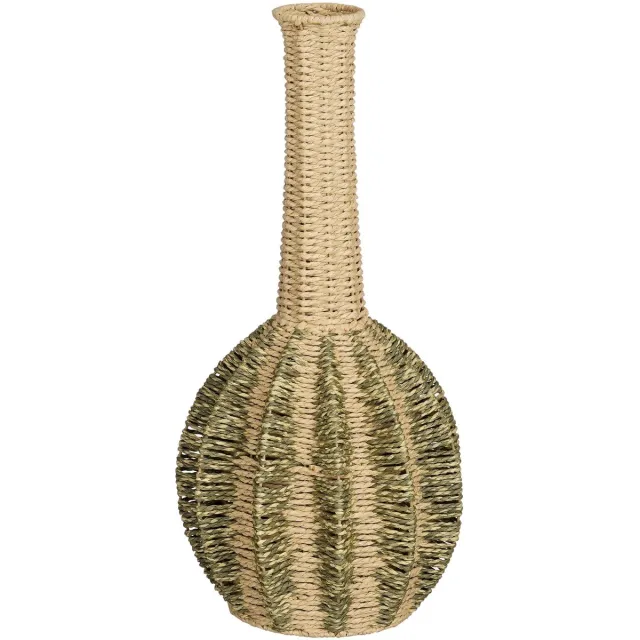 Mica Decorations Decoratieve Vaas - Bloemenvaas 56 x Ø25 cm - Woondecoratie Bloemvaas voor Binnen - Papier, IJzer - Lichtgeel, Groen
