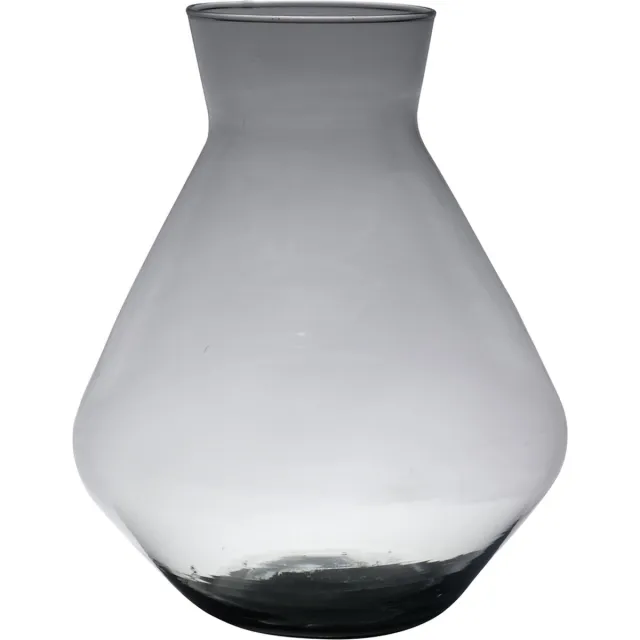Hakbijl Glass Bloemenvaas Alexandra - transparant zwart - eco glas - 19 x 25 cm - smoke glas