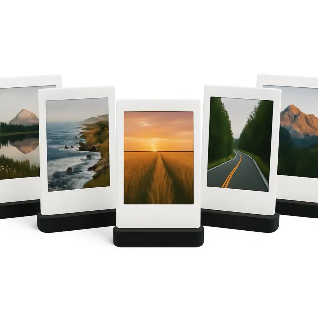 Huubsolutions Fotohouder Zwart – Set van 5 – Universele Fotostandaard voor Polaroid Original/i-Type/600 & Instax Mini/Square/Wide – Foto Display Houder – Woondecoratie & Bureauaccessoire