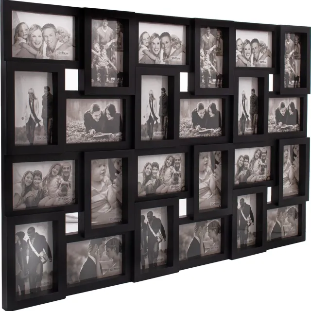 springos Fotolijst - 24 Foto's - Collage - Staand/Liggend - 86 x 57 cm - Zwart