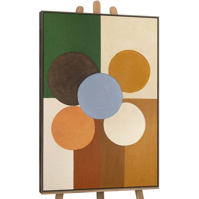 YS Canvas schilderij 140x100 cm handgeschilderd sfeer van evenwicht – YS-Art Gallery – Lijst: Grijs – Luxe wanddecoratie Grey