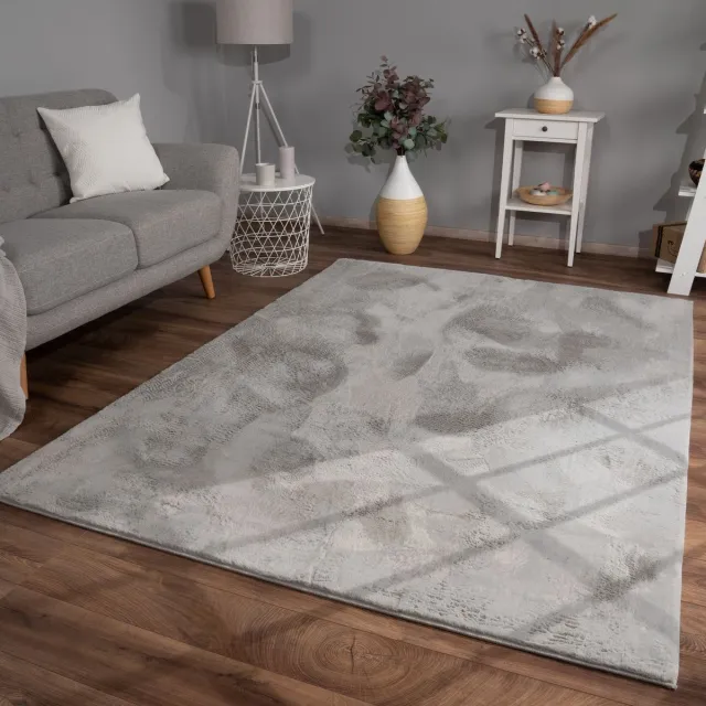 TT Home Woonkamer hoogpolig tapijt imitatiebont moderne effen kleuren pluizig zacht 80 x 300 cm Rechthoek 80 x 300 cm Rechthoek grijs