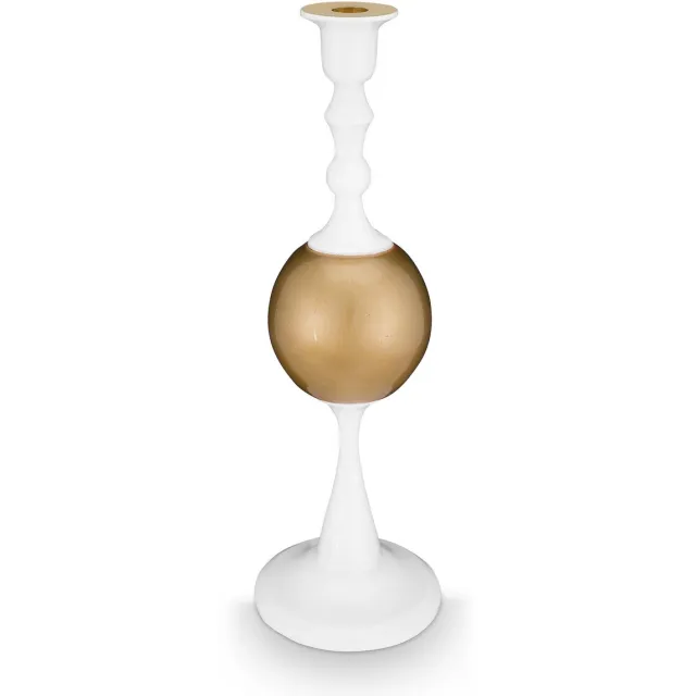 Pip Studio Kandelaar Sphere - Kaarsenhouder van Metaal - Wit/ Goud - 37cm Wit / Goud