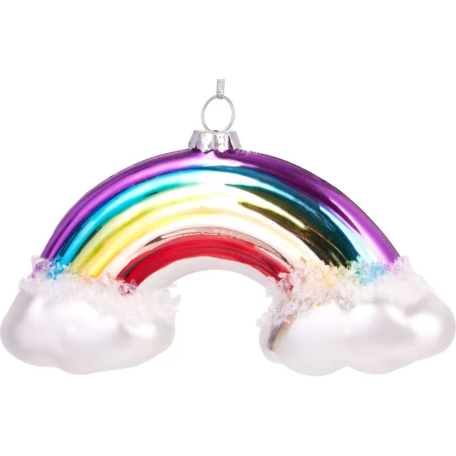 Brubaker Regenboog met Kleurrijke Wolken - Handbeschilderde Kerstballen van Glas - Handgeblazen Kerstboomversieringen Figuren Grappige Decoratieve Hangers Boombal - 12 cm