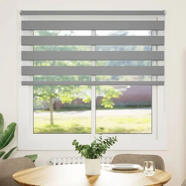 vidaXL Zebra rolgordijn 120,9 x 175 cm stofbreedte 116,7 cm grijs