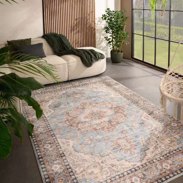 Heritaged Vintage buitenkleed - Valenca Fino lichtblauw 80x150