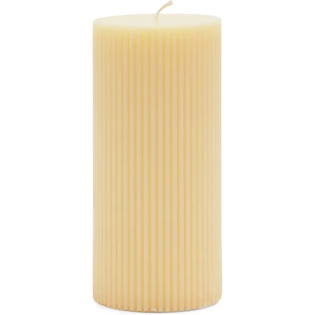 Riviera Maison Kaarsen - Stompkaarsen - Pillar Candle Rib 7x15 - Geel - 1 Stuks