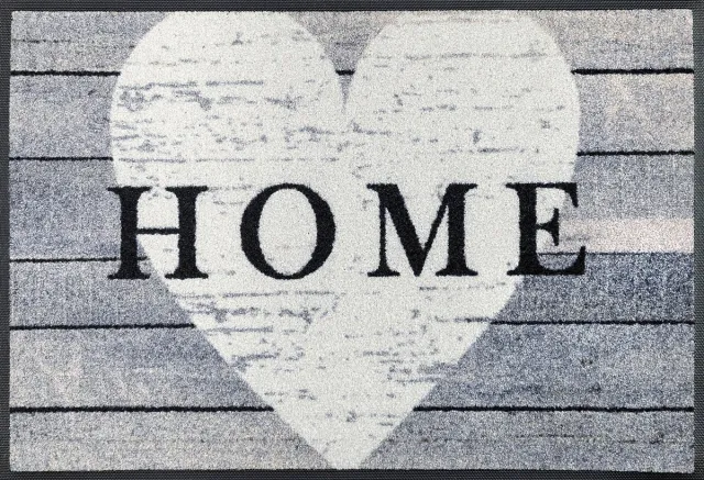 Kleen-Tex Deurmat Wash+Dry Heart at Home - 50 x 75cm grijs