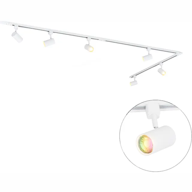 QAZQA iconic jeana - Moderne LED Spot railsysteem verlichting, railverlichting - 6 lichts - L 286 cm - Wit - Woonkamer | Slaapkamer | Keuken Wit Smart LED