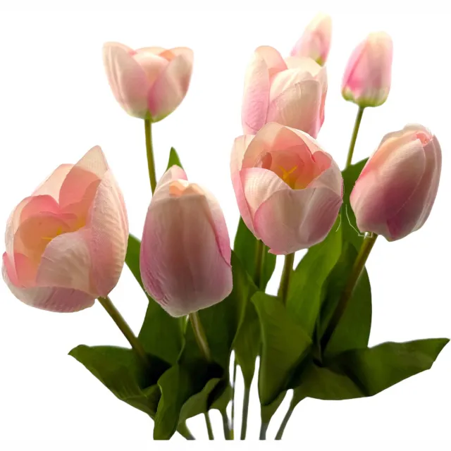 CMH Set van 8 Natuurgetrouwe Kunsttulpen – 53 cm - Roze