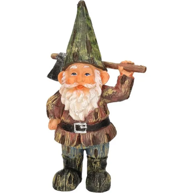 Farmwood Animals Tuinkabouter - groene muts met bijl - 24 cm - polystone - tuinbeeld
