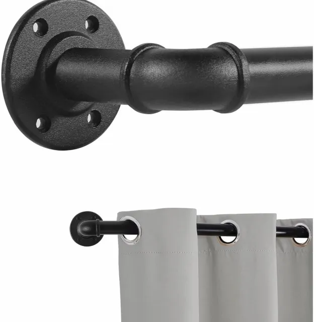 RFWR Zwarte Verstelbare Gordijnroede voor Industriële Gordijnen - 80cm-218cm