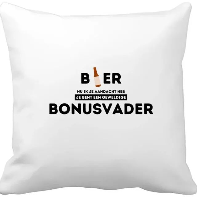 Akyol bier, nu ik je aandacht heb je bent een geweldige bonusvader Kussen hoes - Papa - de beste bonusvader - vader cadeautjes - vaderdag - verjaardagscadeau - verjaardag - cadeau - geschenk - kado - gift - vader artikelen - 40 bij 40 cm Multicolor