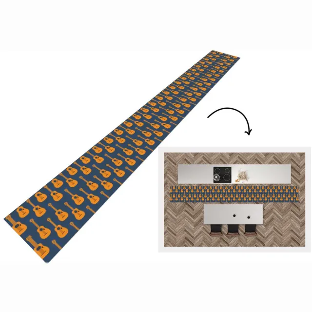 KitchenYeah Keukenloper - Keukenmat - Gitaar - Patronen - Muziek - 480x60 cm - Keuken vloerkleed Multicolor