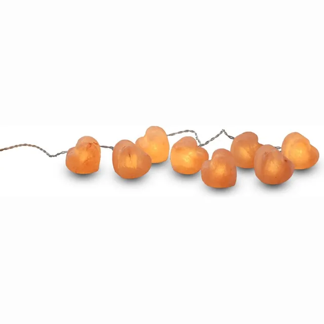 Himalaya Salt Dreams Himalayazoutkristallen Hartvorm Verlichting - Fire Stone - Lichtsnoer Op batterij - 8 stuks - Sfeerverlichting - Ledverlichting - Woonaccessoires - Oranje