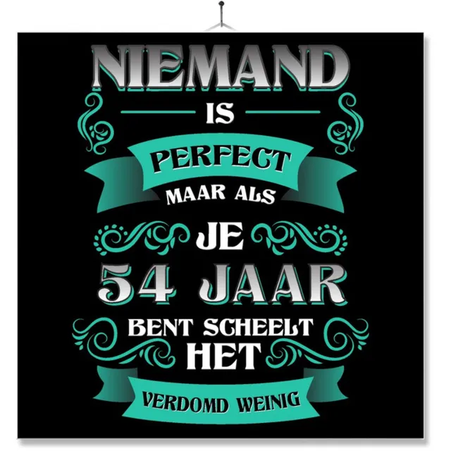MC Living Tegel Met Opdruk | Kado | Cadeau | Verjaardag | Niemand Is Perfect Maar Als Je 54 Jaar Bent Scheelt Het Verdomd Weinig Multi-Color