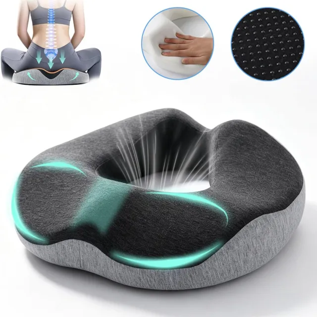 NCRealher Donutkussen - Orthopedische Ring Van Traagschuim - Orthopedisch Ringkussen - Voor Verlichting Van Stuitbeenpijn En Aambeien grijszwart
