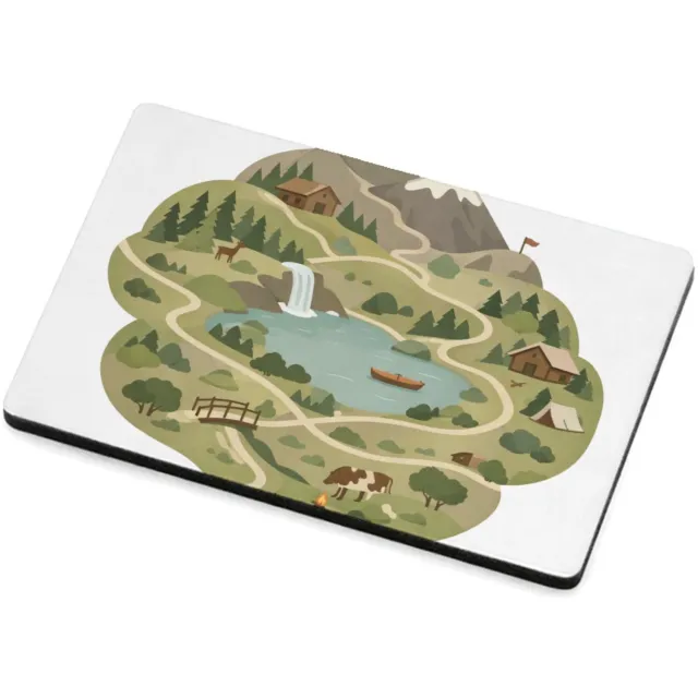 Mr Cadeautjes MDF magnetische fotolijst 7,5 x 5 - design Een gestileerde bergregio met wandelroutes, hutten en kleine | cadeau Wit