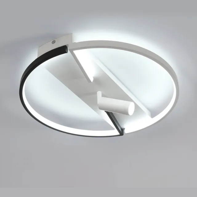 Riserva LED Plafondlamp modern minimalistisch rond zwart‑wit, aluminium 42W koud wit 6500K Ra80, voor woonkamer slaapkamer keuken Zwart + wit