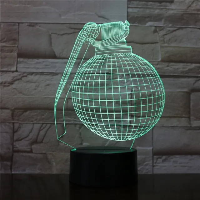 MC Living 3D Led Lamp Met Gravering - RGB 7 Kleuren - Granaat
