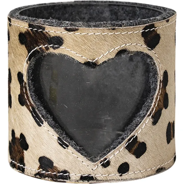 Mars & More Koe hart luipaard - windlicht - hoogte 10,5 cm Multi