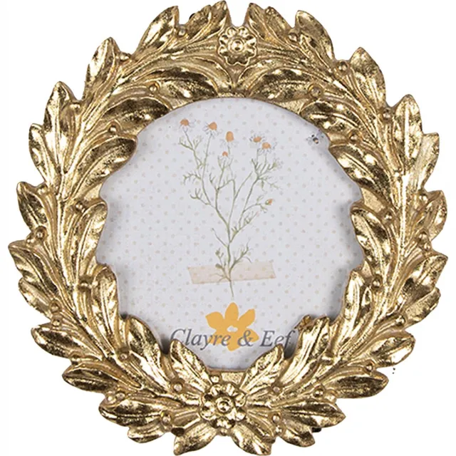 Clayre & Eef Fotolijst Ø 8 cm Goudkleurig Polyresin