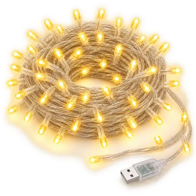 Sorelia led verlichting - kerstverlichting buiten & binnen - kerstboomverlichting - Warm wit licht - 100 Leds - USB aansluiting - 10M