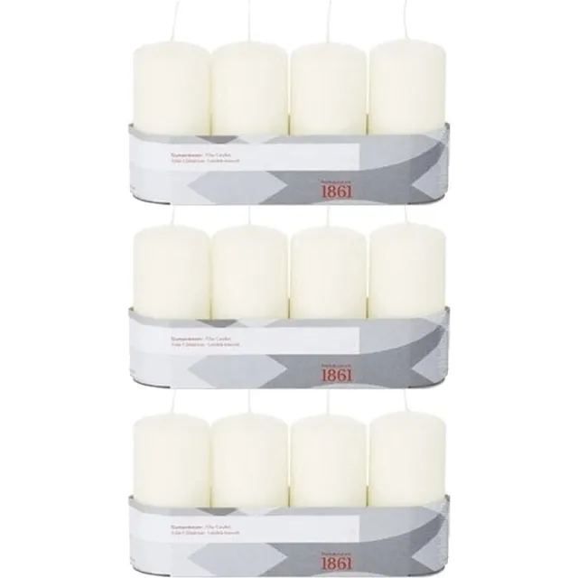 Trend Candles Cilinderkaarsen - 12x - ivoor wit - 5 x 10 cm - 18 branduren - geurloos - kaarsen