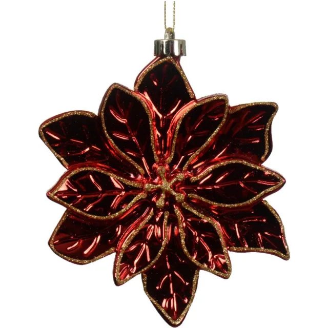 Decoris Kersthanger Poinsettia kunststof rood