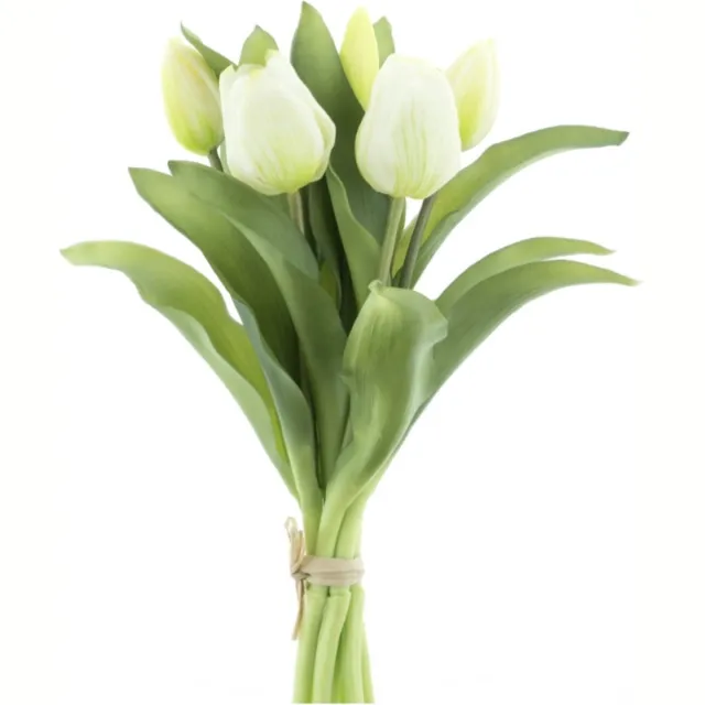 KNUS Lifestyle Tulp - Real touch tulpen - 31 cm - Boeket - Kunstbloemen - Kunst bloem cadeau moederdag Cream