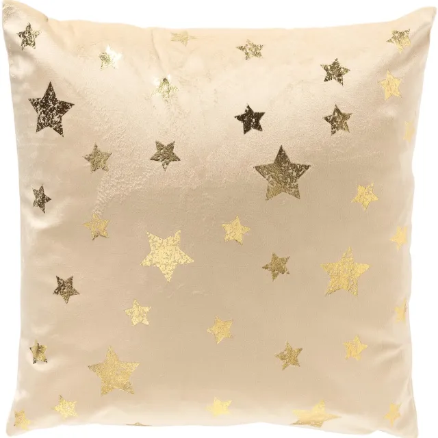 Textino STARRY-SKY - kussenhoes 45x45 cm - fluweel - sterren - Summer Sand - beige, goud Zand
