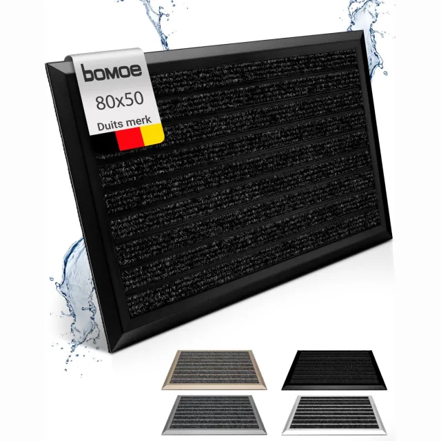bomoe AluGant Aluminium Deurmat 50x80 cm Antraciet Vloermat Antislip Buiten & Binnen Roestvrij Weerbestendig