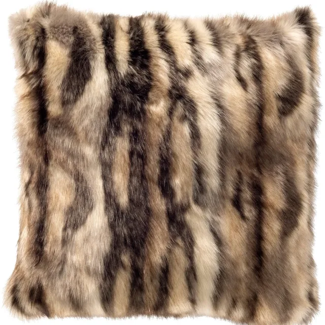Dutch Decor EGON - sierkussen 45x45 cm - imitatiebont - gestreept - Driftwood - bruin, beige - Inclusief binnenkussen - Luxe kussens voor woonkamer & bank Taupe