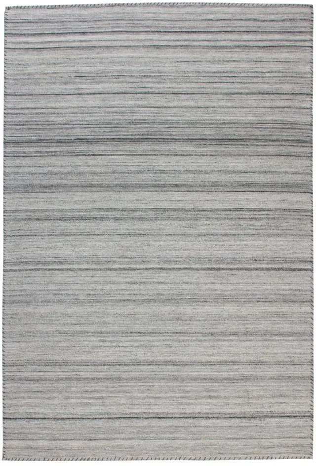 Padiro stijlvol laagpolig vloerkleed 120 x 170 cm - lichtgrijs - modern streeppatroon - voor vloerverwarming - van wol, polyester en katoen