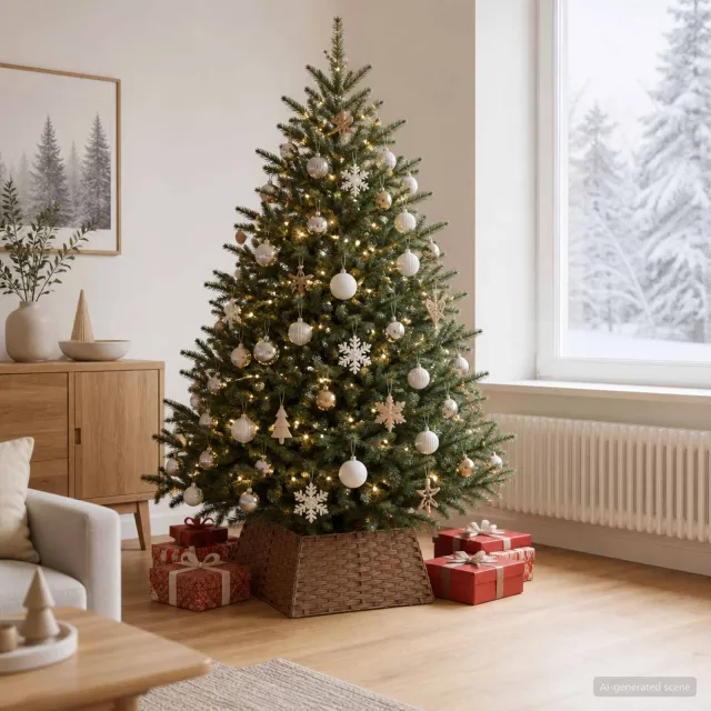 vidaXL Kerstboomkraag Vierkant Licht Bruin 60 x 60 x 28 cm poly rattan