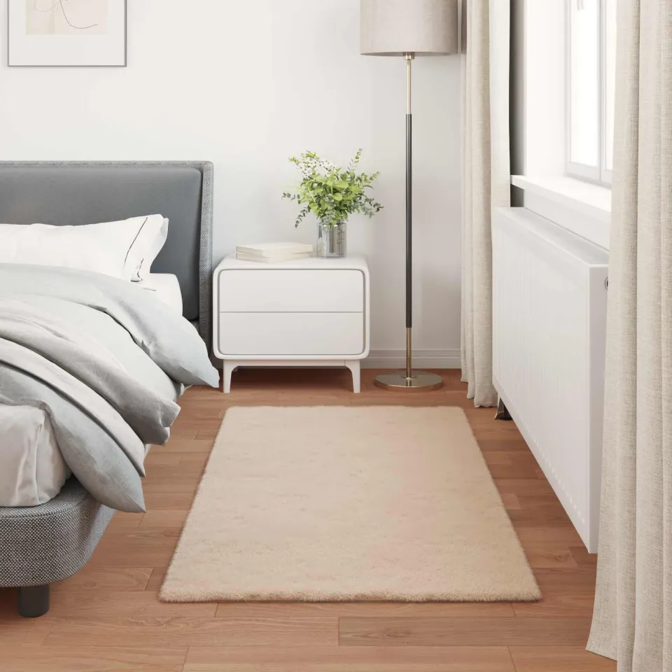 vidaXL Antislip vloerkleed van imitatie konijnenbont OLITE Taupe, foto 3