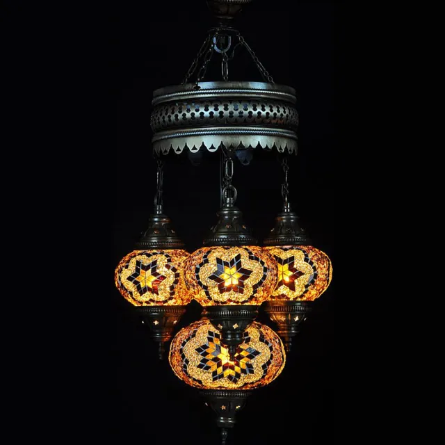 Halay Turkse lampen online hanglamp - mozaïek glas bruin - 4 bollen - sfeervolle verlichting voor bohemian interieur