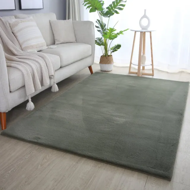Muratap Pouffy Fluffy - Hoogpolig Vloerkleed - Uni Kleur -Groen - Woonkamer Tapijt - Katoenen Rug- 200x290 CM